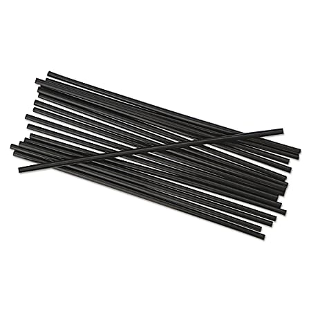 Boardwalk® Single-Tube Stir Straws, 5 1/4", Black, 1,000