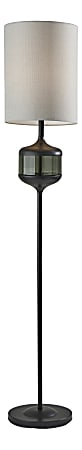 Adesso® Marina Floor Lamp, 61-1/4"H, Light Gray Shade/Black Base