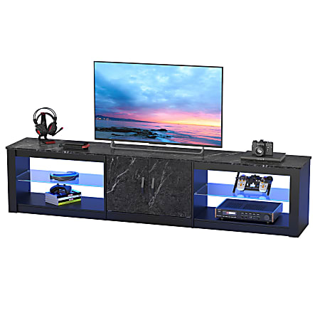 Bestier 80" LED Gaming TV Stand For 85" TVs, 18-1/2”H x 80”W x 13-13/16”D, Black Marble