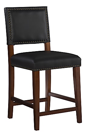 Linon Walton Faux Leather Counter Stool, Sapele/Black