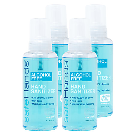 safeHands® Alcohol-Free Hand Sanitizer, Clean Linen Scent, 18 Oz, Pack Of 4 Bottles