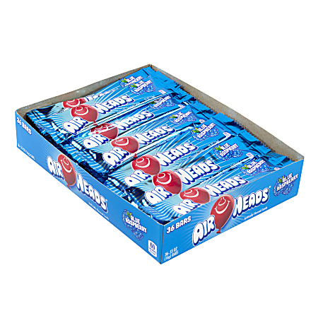 Airheads Bars, 0.55 Oz, Blue Raspberry, Box Of 36