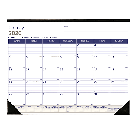 Blueline® Duraglobe™ Monthly Desk Pad Calendar, 22" x 17", Sugarcane-based paper, January to December 2020