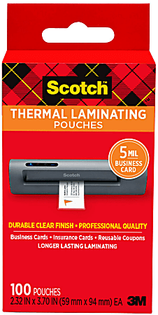 5 3/8 X 3 3/4 Scotch Index Card Size Thermal Laminating Pouches 20/pack 5 Mil 