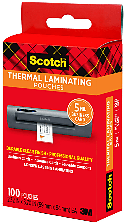 Scotch Self Seal Laminating Pouches for Business Cards LS851G 2 716 x 3 78  Pack Of 25 Laminating Sheets - Office Depot