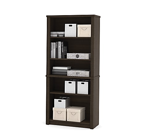 Bestar Embassy 67”H 5-Shelf Bookcase, Dark Chocolate