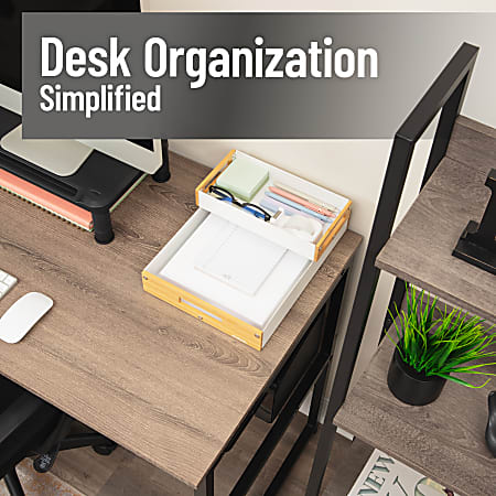Mind Reader Metal And Wood Tiered Desktop Organizer Trays 2 78 H x 13 ...