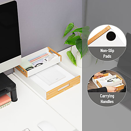 Mind Reader Metal And Wood Tiered Desktop Organizer Trays 2 78 H x 13 ...