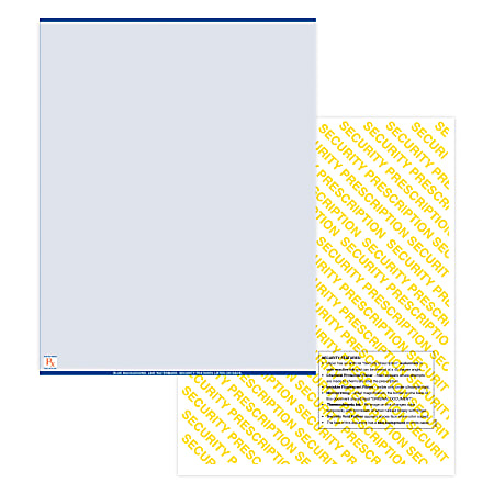 Medicaid-Compliant High-Security Perforated Laser Prescription Forms, Full Sheet, 1-Up, 8-1/2" x 11", Blue, Pack Of 5,000 Sheets
