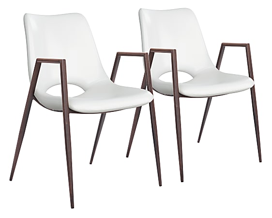 Zuo Modern Desi Dining Chairs, Brown/White, Set Of 2 Chairs