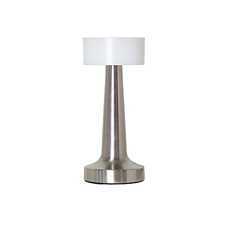 Simple Designs Mushroom Magic Dimming Rechargeable Cordless 4-Way Touch Sensor Saucer Desk Lamp, 8-1/2"H, Silver
