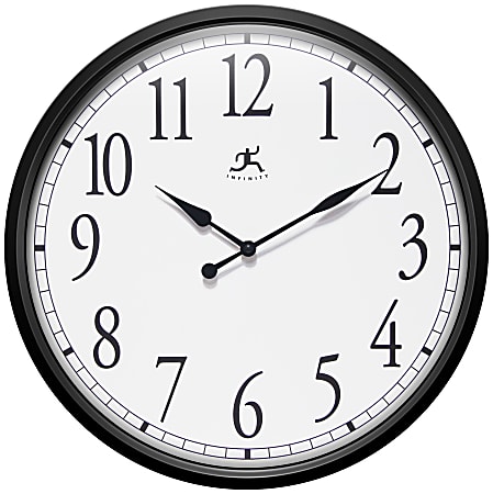 Infinity Instruments Bromidic Wall Clock, 16"H x 16"W x 2-1/2"D, Black