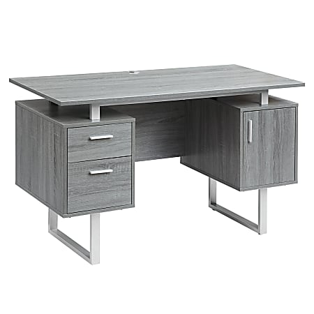 Techni Mobili 52"W Modern Computer Desk With Storage, Gray