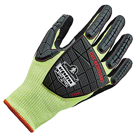 Ergodyne ProFlex 7141 Hi-Vis Nitrile-Coated DIR Level 4 Cut-Resistant Gloves, Large, Lime