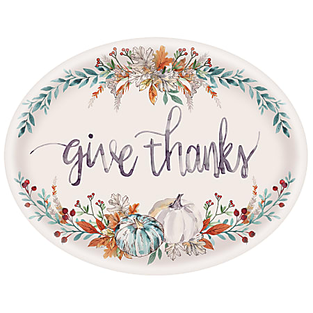 Amscan Thanksgiving Textured Melamine Oval Platter, Multicolor