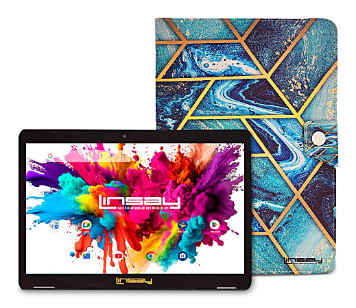 Linsay Octa Core Tablet, 10.1”, 4GB Memory, 128GB Storage, Android 13, With Art And Ocean Case