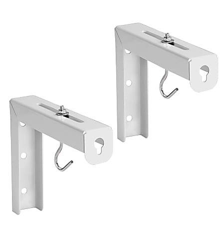 Mount-It! Steel Universal Projector Screen Wall Mounts, 1-1/4"H x 5"W x 7"D, White, Back Of 2 Mounts