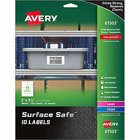 Avery® Surface Safe ID Labels - Removable Adhesive - 2