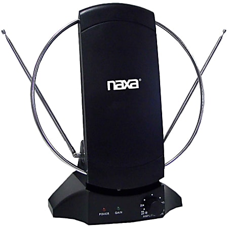 Naxa High Powered Amplified Antenna Suitable For HDTV and ATSC Digital Television - Range - UHF, VHF, FM - 40 MHz to 230 MHz, 470 MHz to 862 MHz - Television, Radio Communication, Indoor - Black