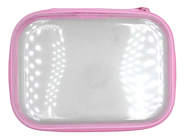 Office Depot® Brand Clear Pencil Case With Trim, 9" x 6-3/4", Light Pink
