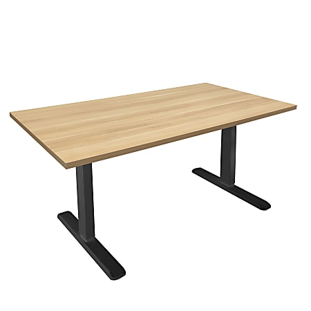 Mount-It! Electric Standing Desk With Adjustable Height And 55"W Tabletop, Maple