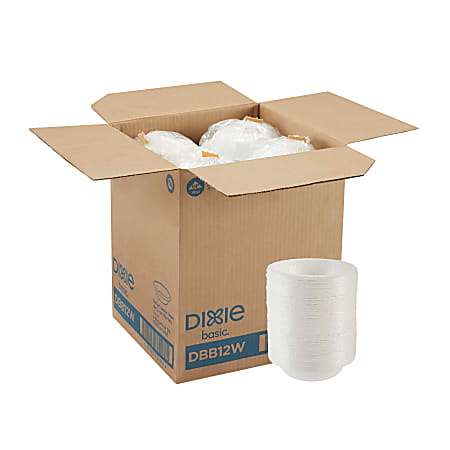 Dixie&reg; Basic Paper Bowls, 12 Oz, White, 125 Bowls Per Pack, Case Of 8 Packs