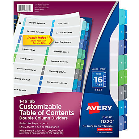 thumbnail image 2 of Avery Ready Index Customizable Table Of Contents Dividers - Organize Binders & Documents 2 of 11