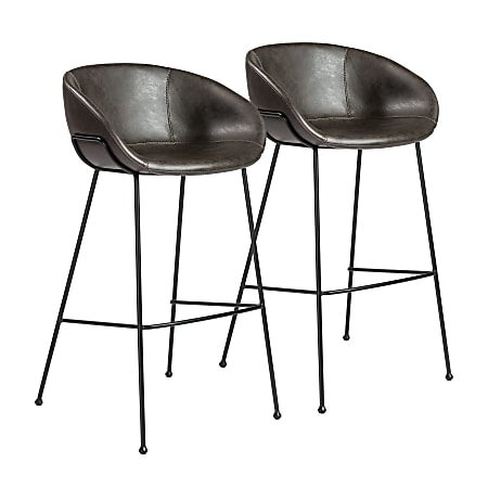 Eurostyle Zach B Bar Stools Matte BlackDark Gray Set Of 2 Stools