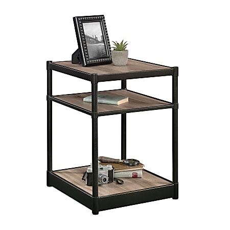 Sauder Barrister Lane Side Table Square Black Salt Oak