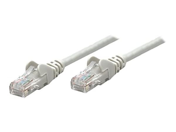 Intellinet Network Patch Cable, Cat5e, 5m, Grey, CCA, U/UTP, PVC, RJ45, Gold Plated Contacts, Snagless, Booted, Lifetime Warranty, Polybag - Patch cable - RJ-45 (M) to RJ-45 (M) - 16.4 ft - UTP - CAT 5e - molded, snagless - gray