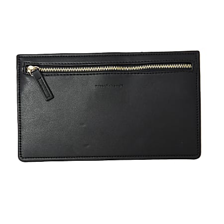Russell & Hazel Vegan Leather Mini Binder Pencil Pouch, 5" x 8-1/2", Black