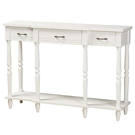 Baxton Studio Classic And Traditional French Provincial 3-Drawer Console Table, 33-15/16"H x 48"W x 13"D, White