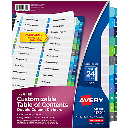Avery® Ready Index® 1-24 Tab Double Column Binder