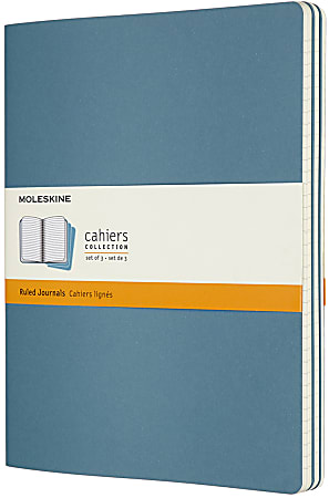 Moleskine Cahier Journals Extra Large 7.5 x 10 Ruled 120 Pages Brisk Blue  Set Of 3 Journals - Office Depot