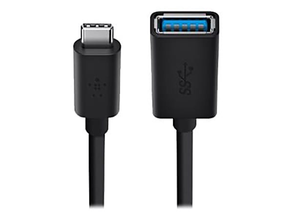 Belkin USB-C to USB-A Adapter - USB 3.0 Charger - 5 Gbps - Black - 6" USB Data Transfer Cable  - B2B150BLK
