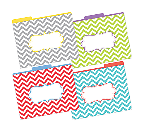 Barker Creek Tab File Folders, 8 1/2" x 11", Letter Size, Chevron Beautiful, Pack Of 12