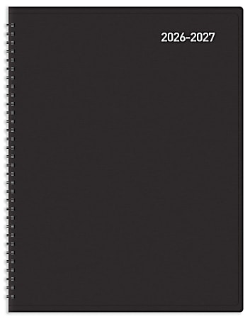 2026-2027 Office Depot&reg; Brand 14-Month Weekly/Monthly Academic Planner, Vertical Format, 8" x 11", 30% Recycled, Black, July 2026 To August 2027