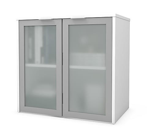 Bestar i3 Plus 31"W Hutch With Frosted Glass