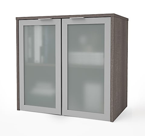 Bestar i3 Plus 31"W Hutch With Frosted Glass