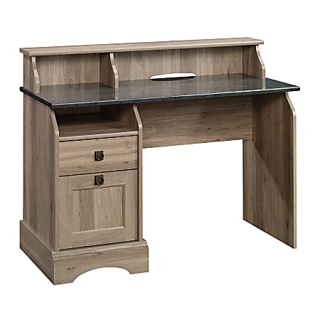 Sauder Harbor View Computer Desk with Hutch in Salt Oak