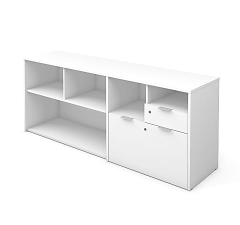Bestar i3 Plus 72”W Computer Desk Credenza With 2 Drawers, White