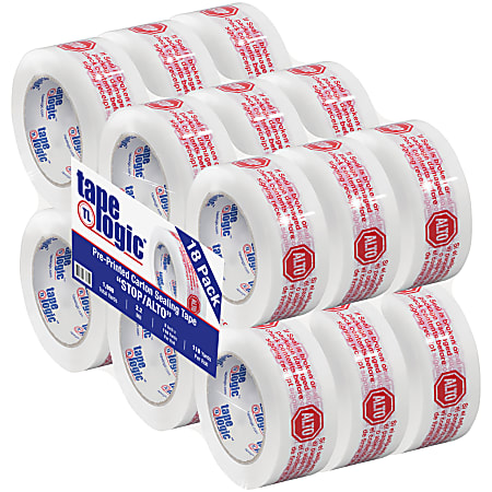 Tape Logic® Preprinted Stop/Alto Carton Sealing Tape, 3" Core, 2" x 110 Yd., Red/White, Case Of 18