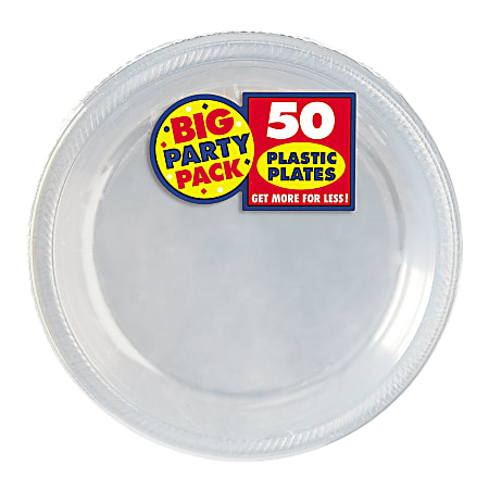 Amscan Plastic Dessert Plates, 7", Clear, 50 Plates Per Big Party Pack, Set Of 2 Packs