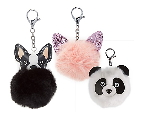 Office Depot® Brand Animal Pom-Pom Bag Charm, Assorted Colors