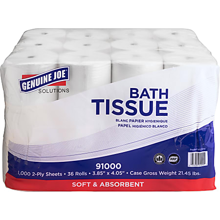 Genuine Joe Solutions Double Capacity Bath Tissue - 2 Ply - 1000 Sheets/Roll - White - Embossed - For Bathroom - 2016 / Pallet Genuine Joe Solutions Double Capacity Bath Tissue - 2 Ply - 1000 Sheets/Roll - White - Embossed - For Bathroom - 2016 / Pallet