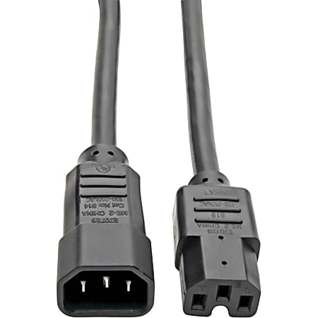 Eaton Tripp Lite Series Power Cord C14 to C15 - Heavy-Duty, 15A, 250V, 14 AWG, 10 ft. (3.05 m), Black - P018010