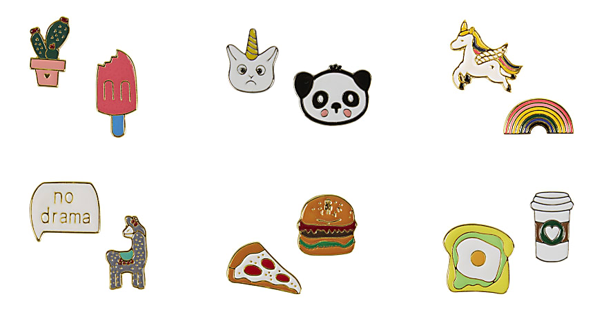 Office Depot® Brand Enamel Pins, Assorted Colors, Pack Of 2 Pins