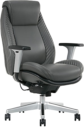 Serta® iComfort i6000 Ergonomic Bonded Leather High-Back Manager Chair, Gray/Silver