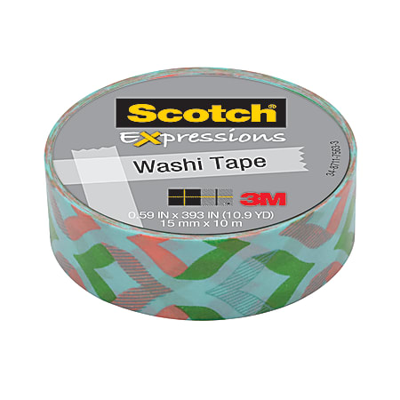 Scotch® Expressions Washi Tape, 5/8" x 393", Peachy Mint