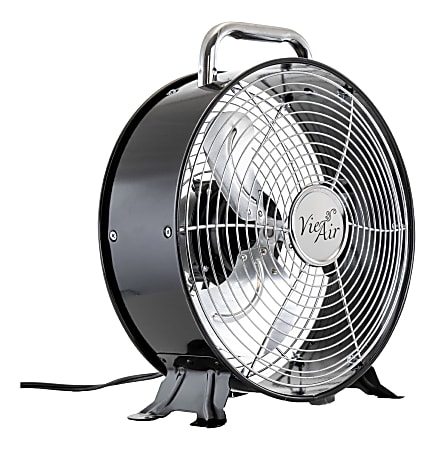 Vie Air 12" 2-Speed High-Velocity Retro Drum Fan, 14"H x 12"W x 5-3/4"D, Black